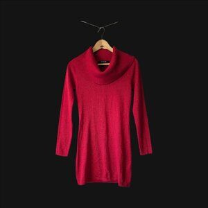 Junior Red Turtleneck Long Sweater Medium